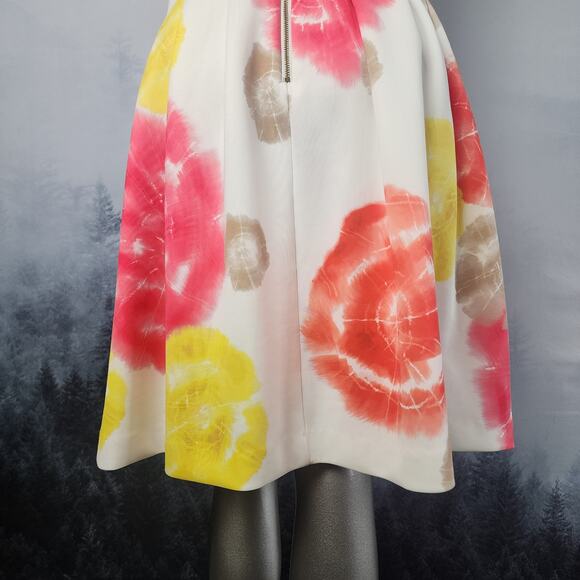 Calvin Klein Floral Print Tie Dye High Neck Fit and Flare Dress | Womens 14 - Picture 9 of 12